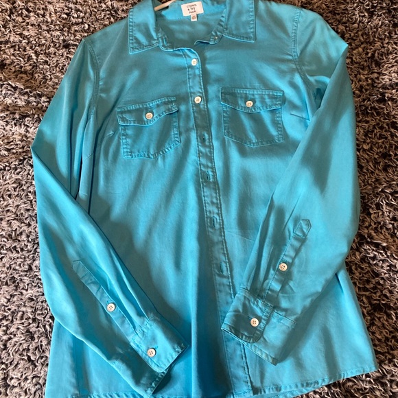 Blue button blouse, extra small - Picture 1 of 3